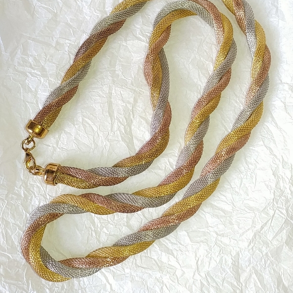 TRI-COLOR MESH TWISTED NECKLACE - 35" LONG - Picture 5 of 5